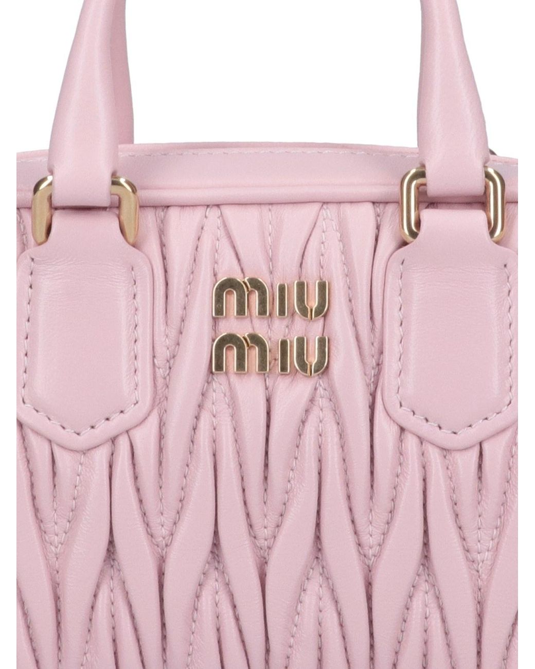 Miu Miu Logo Mini Bowling Bag in Pink | Lyst
