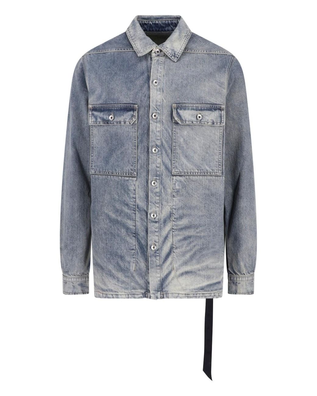 Rick Owens Blue Shirt With "Jumbo" Buttons for men
