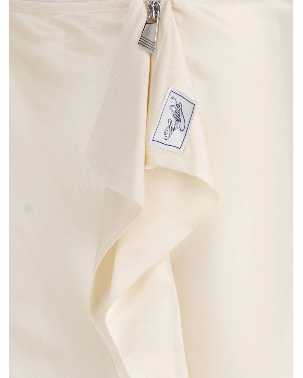 The Attico White Draped Asymmetrical Midi Skirt