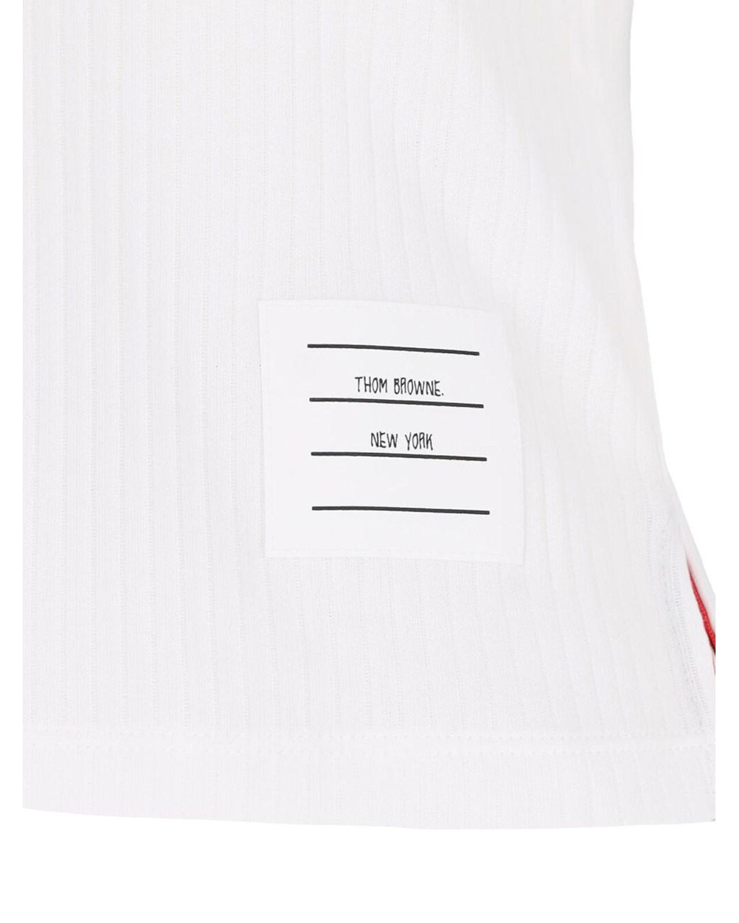 Thom Browne White Three Stripes Logo T-Shirt