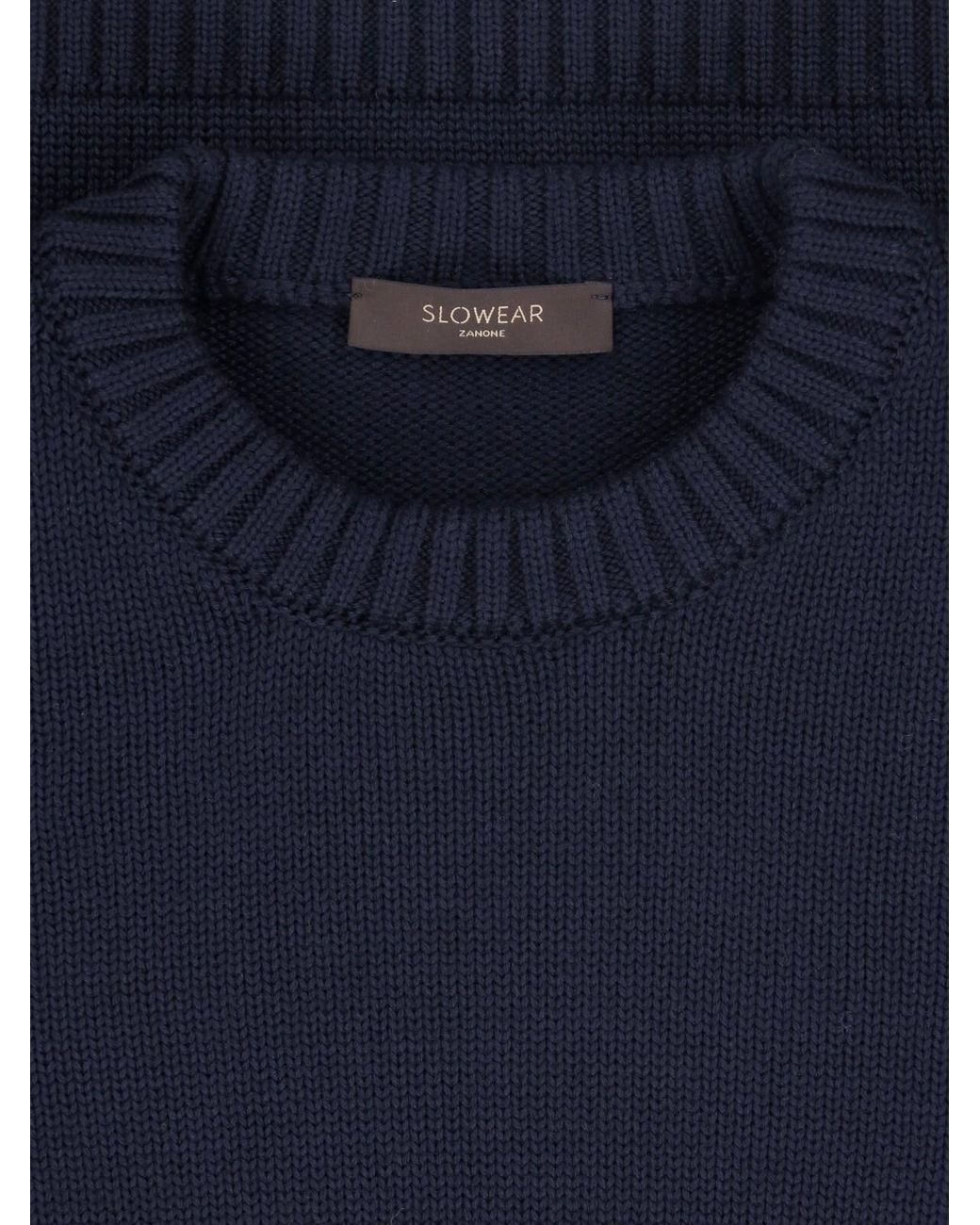 Zanone Blue Virgin Wool Sweater for men