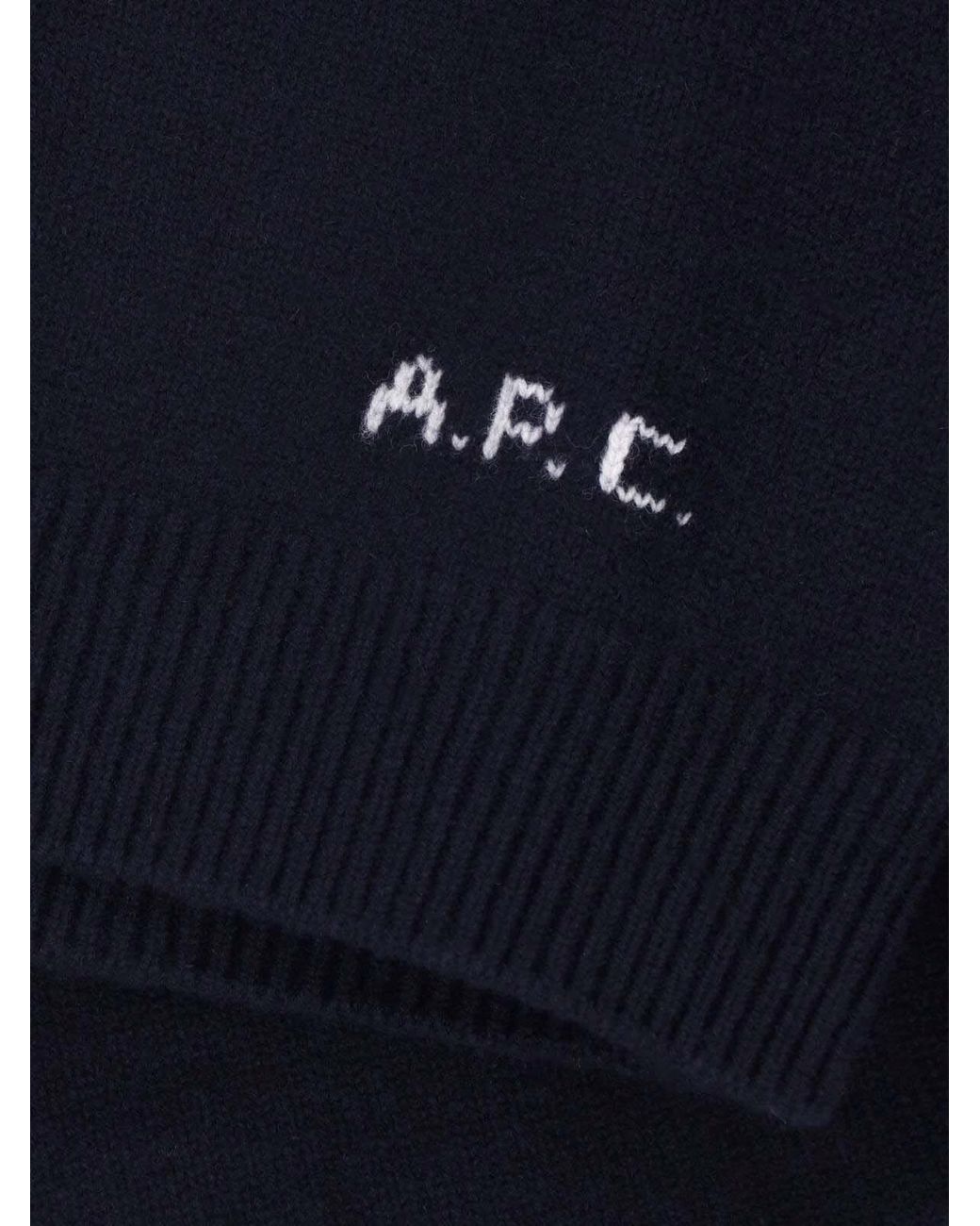 A.P.C. Blue A. P.C. Logo-Detail Knit Sweater for men
