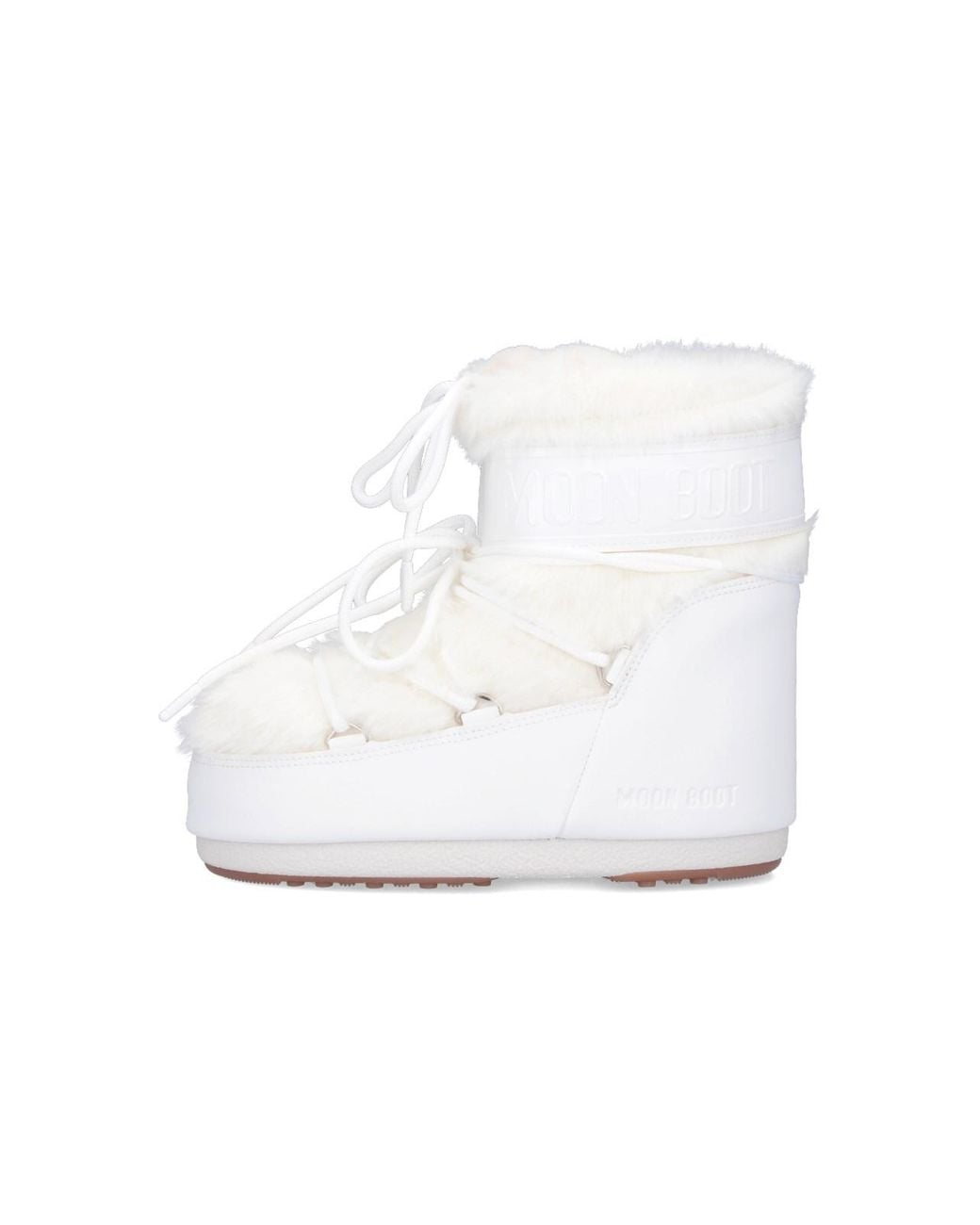 Moon Boot White Faux Fur Ankle Boots "icon Low"