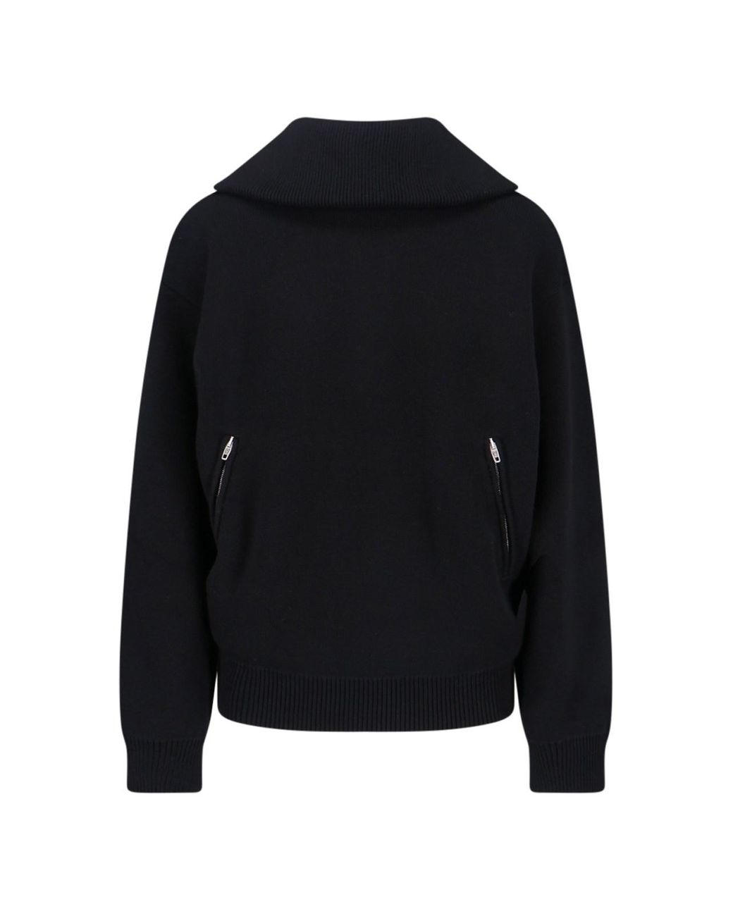 Balenciaga Black Oversized Cowl Neck Knit Sweater With Zip Pockets