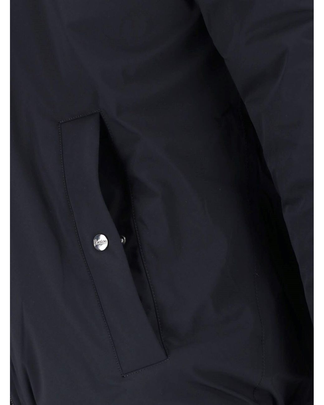 Herno Blue Hooded Zip Front Jacket for men