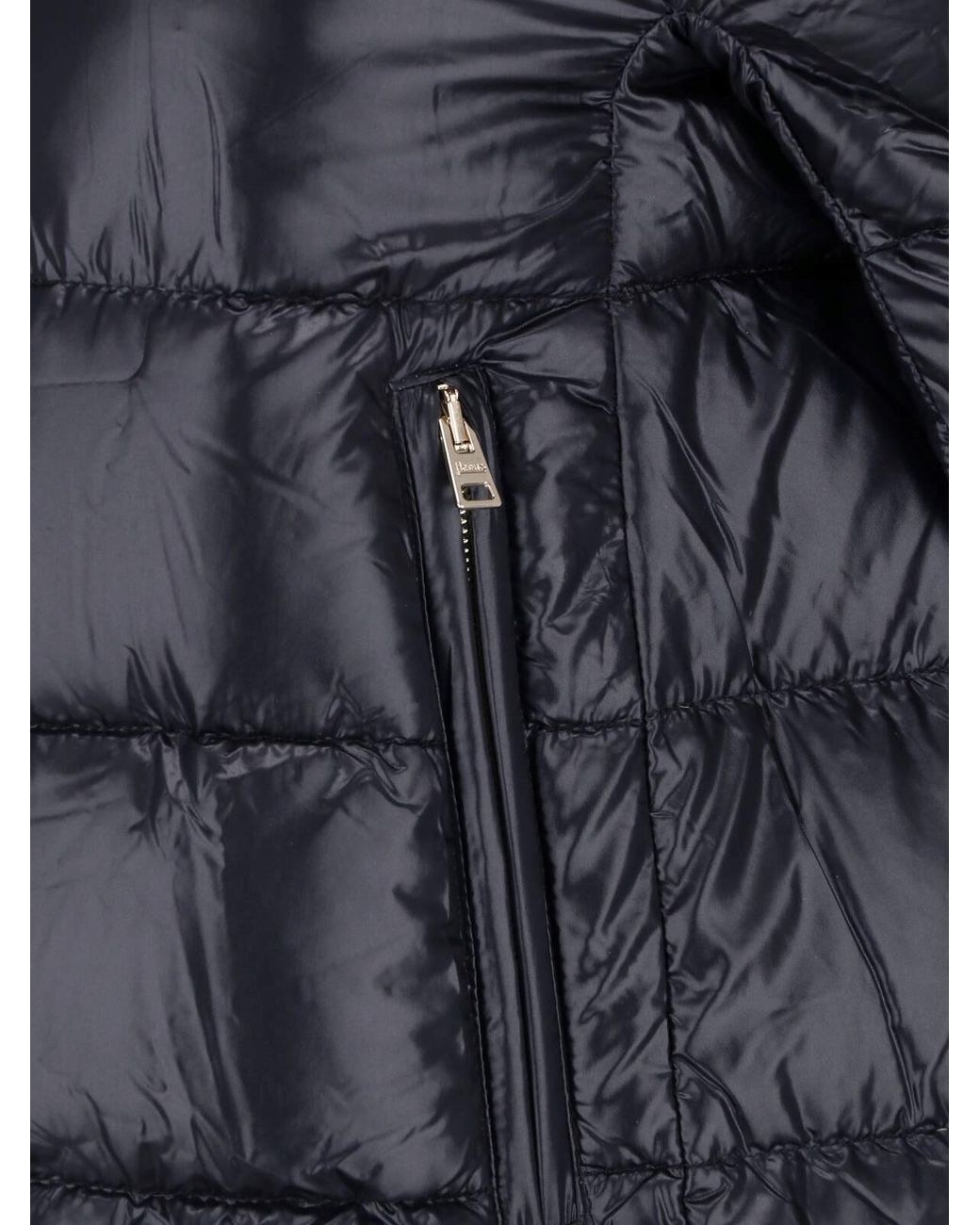 Herno Blue Cleofe Zip-Up Fabric Puffer Jacket
