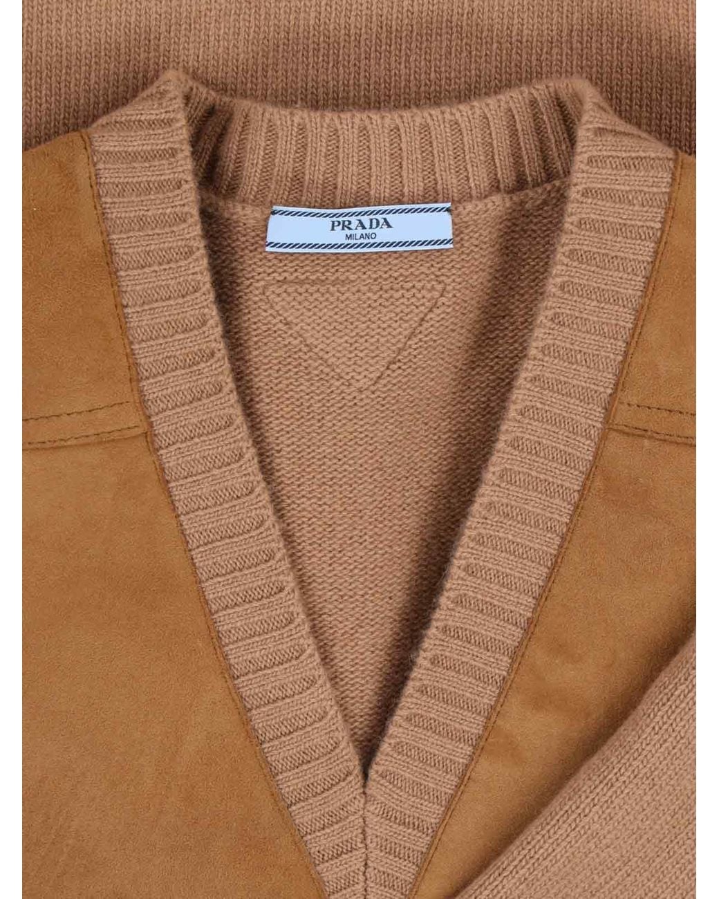 Prada Brown V-Neck Sweater