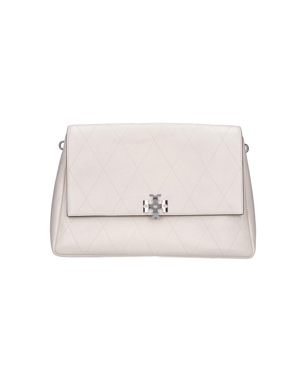 Tory Burch White Quilted Leather Flap Shoulder Bag