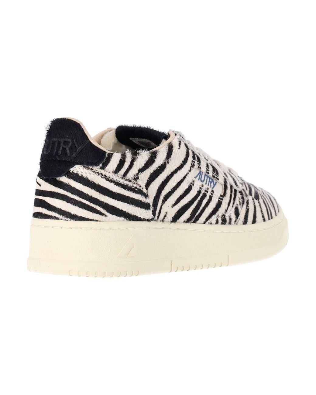 Autry White Zebra Print Low-Top Sneakers