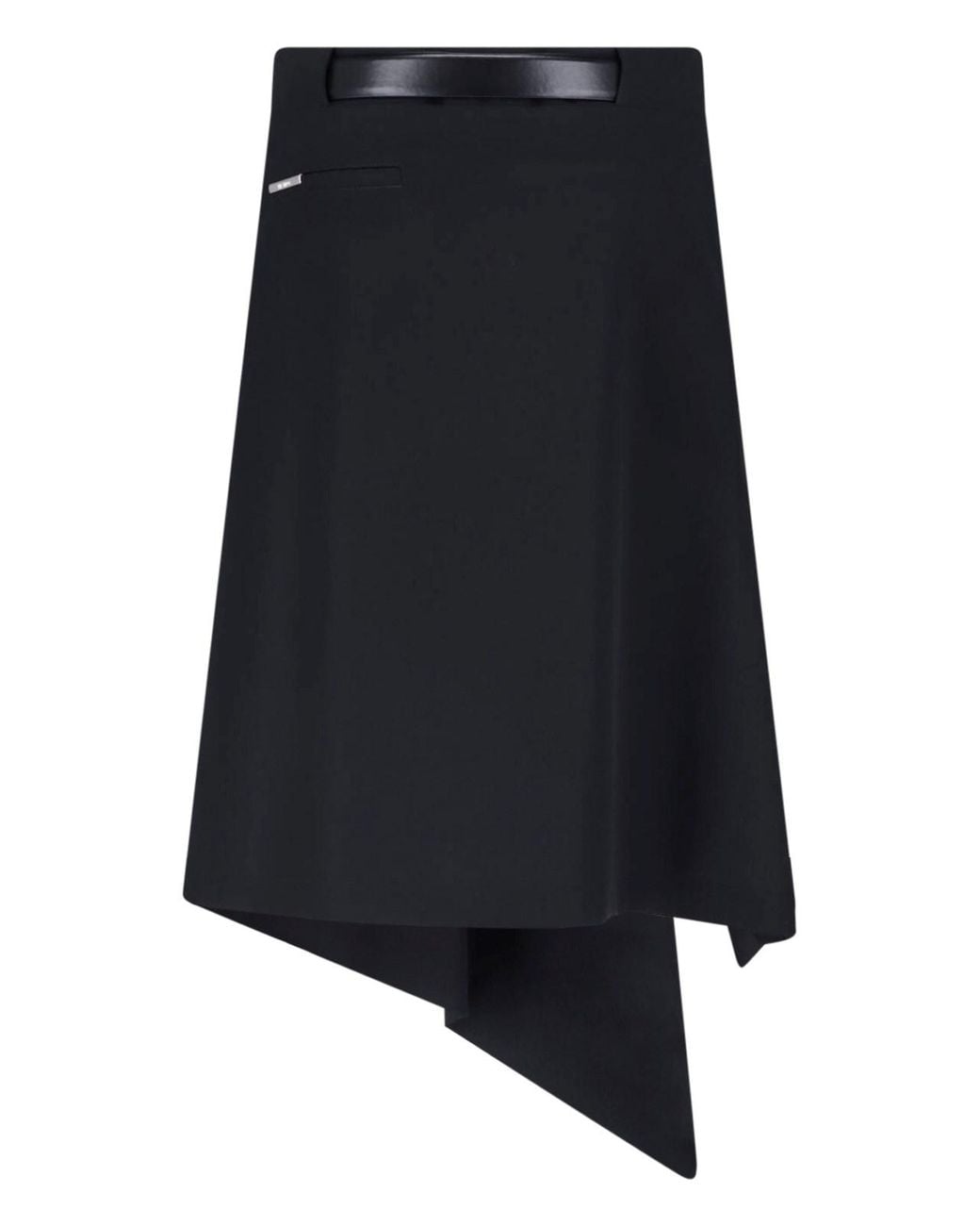 The Attico Blue Asymmetrical Layered Skirt With Belt And Metal Accents
