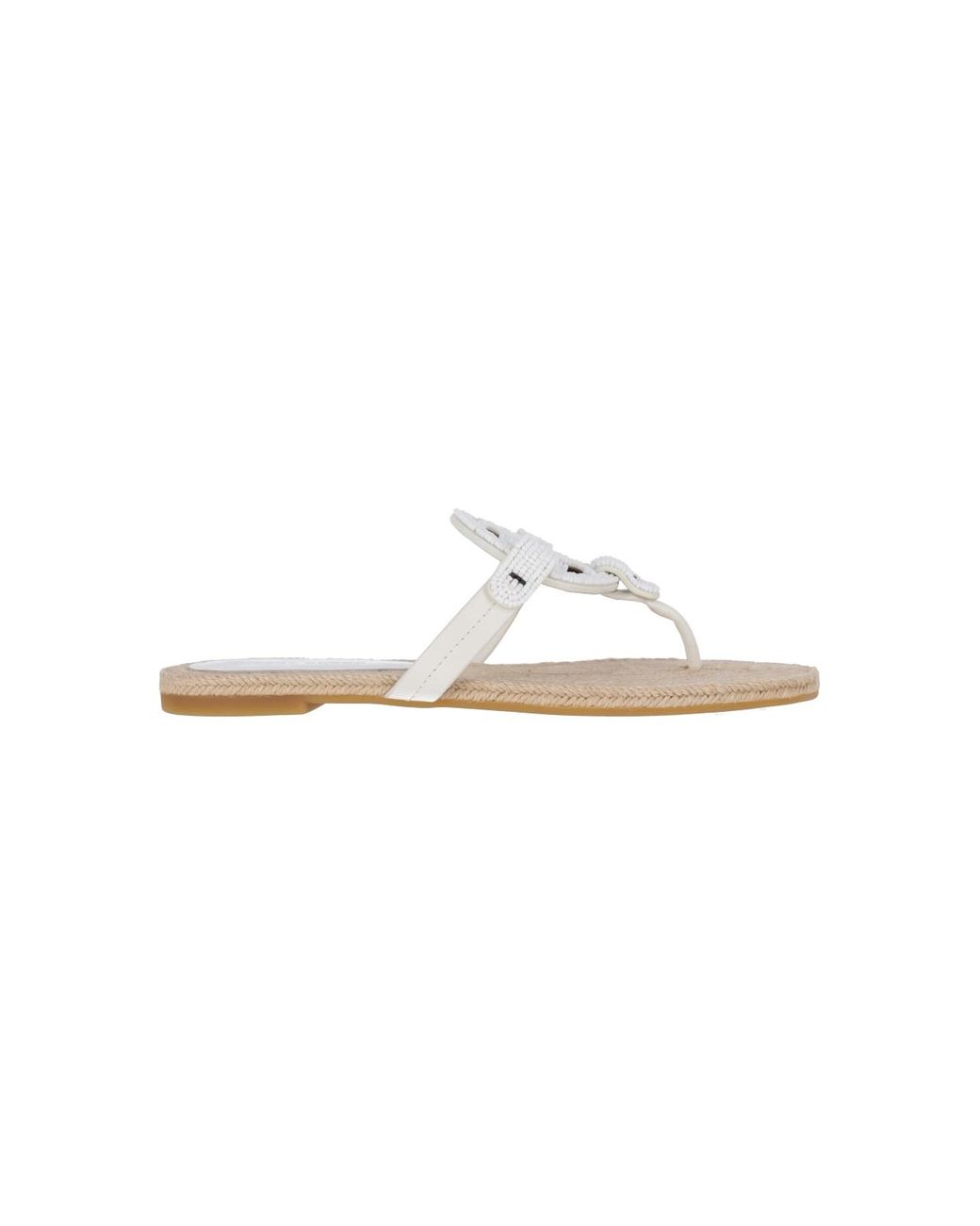 Tory Burch White Espadrille Thong Sandals
