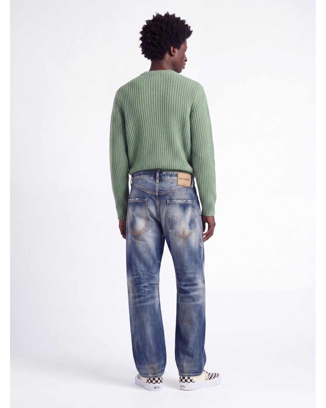 Aspesi Green Mohair Blend Crewneck Sweater for men