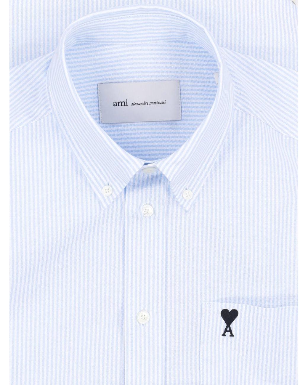 AMI White Striped Cotton Button-Up Shirt for men