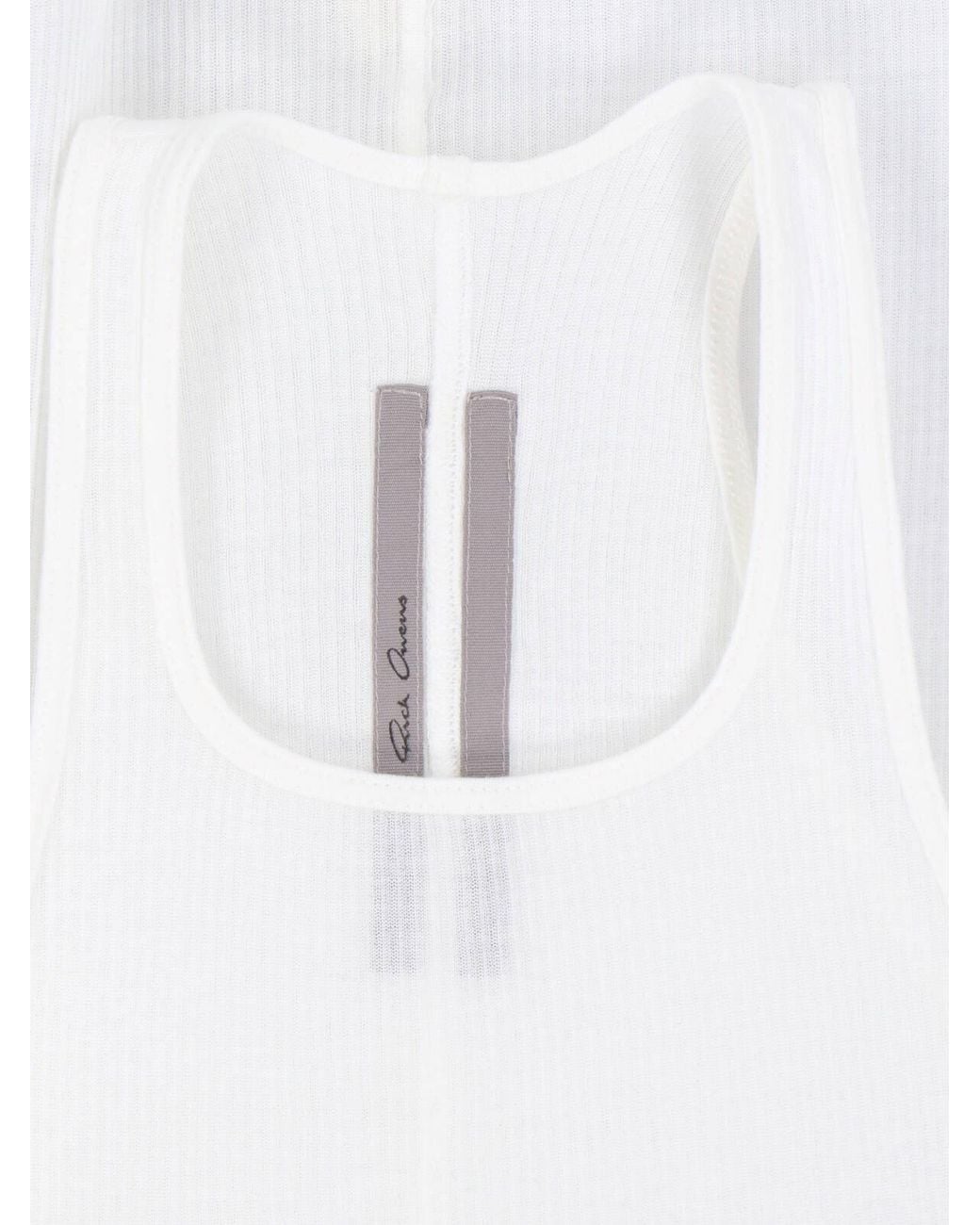 Rick Owens White Ribbed Tank Top