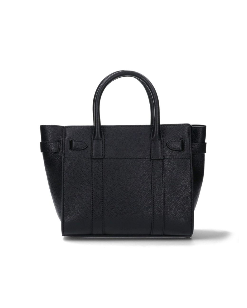 Mulberry Black Structured Leather Tote Bag With Top Handles