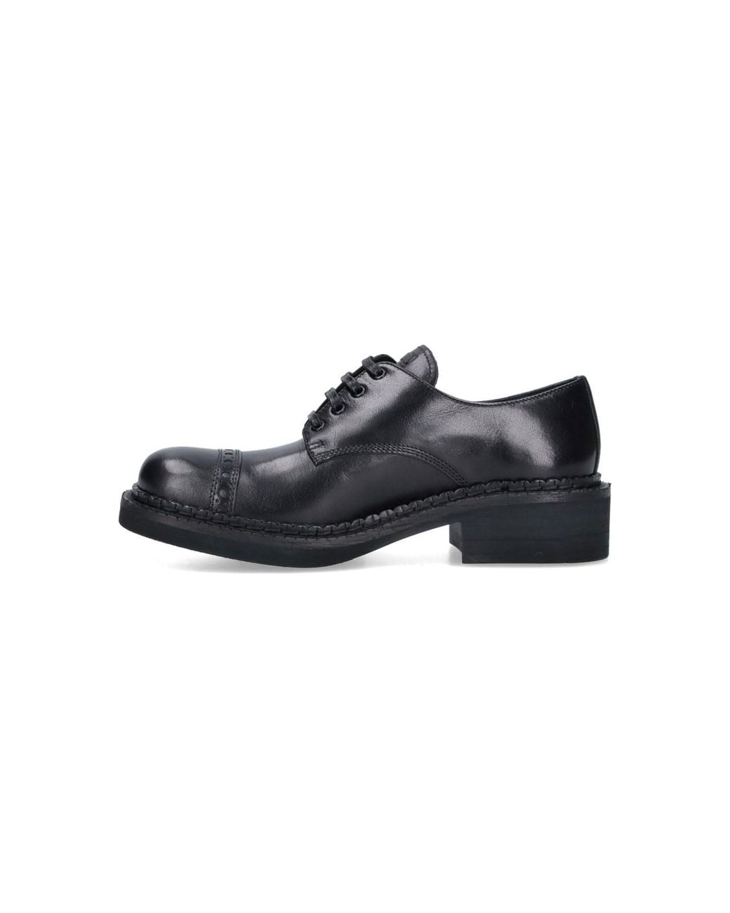 Miu Miu Black Leather Derby Shoes