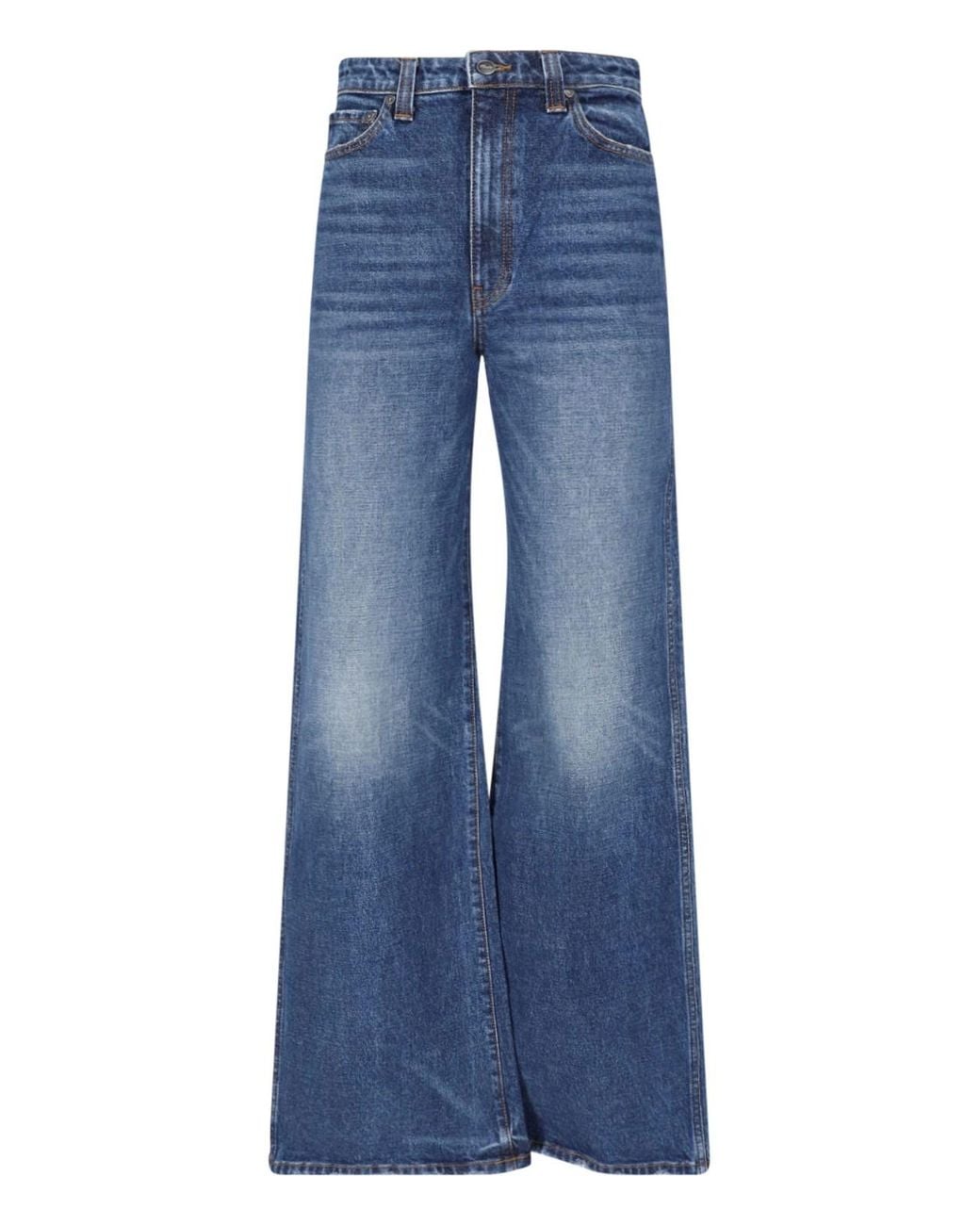 Khaite Blue High-Rise Wide-Leg Jeans