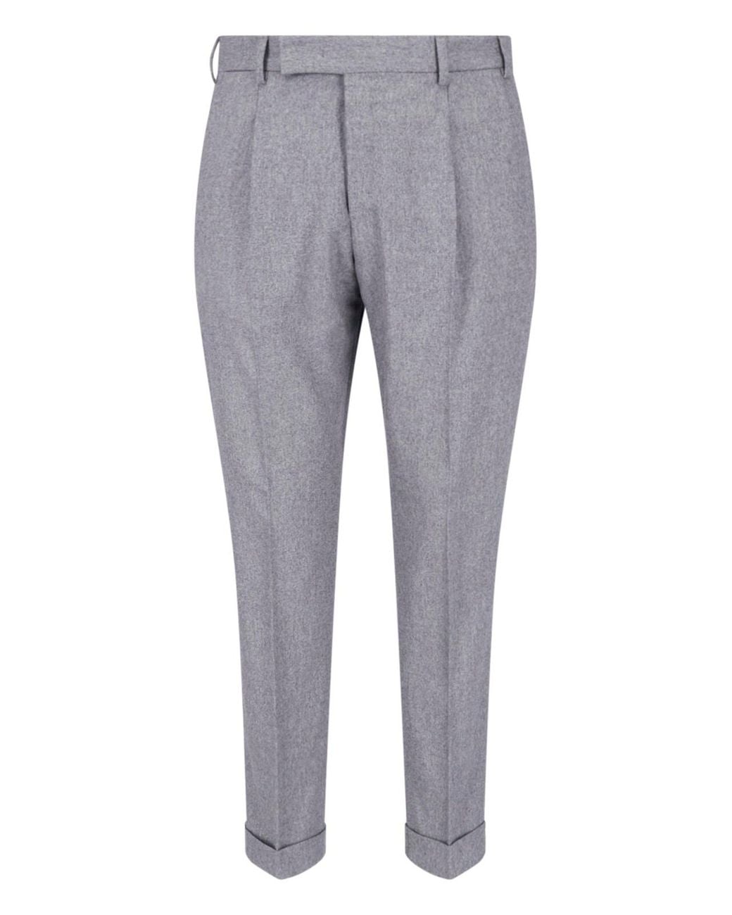 PT Torino Gray Virgin Wool And Cashmere Trousers for men