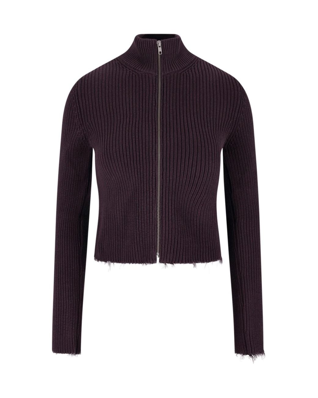 MM6 by Maison Margiela Blue Ribbed Zip Cardigan