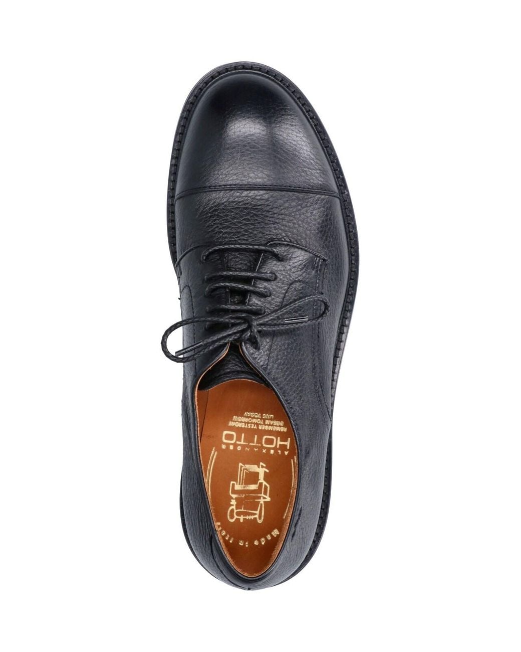 Alexander Hotto Black Hammered Leather Derby Shoes for men