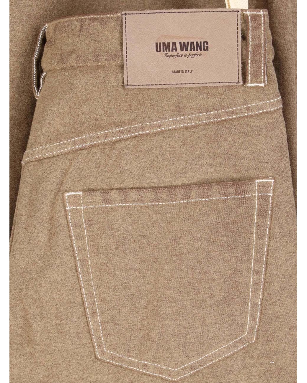 Uma Wang Natural Wide-Leg High-Rise Trousers