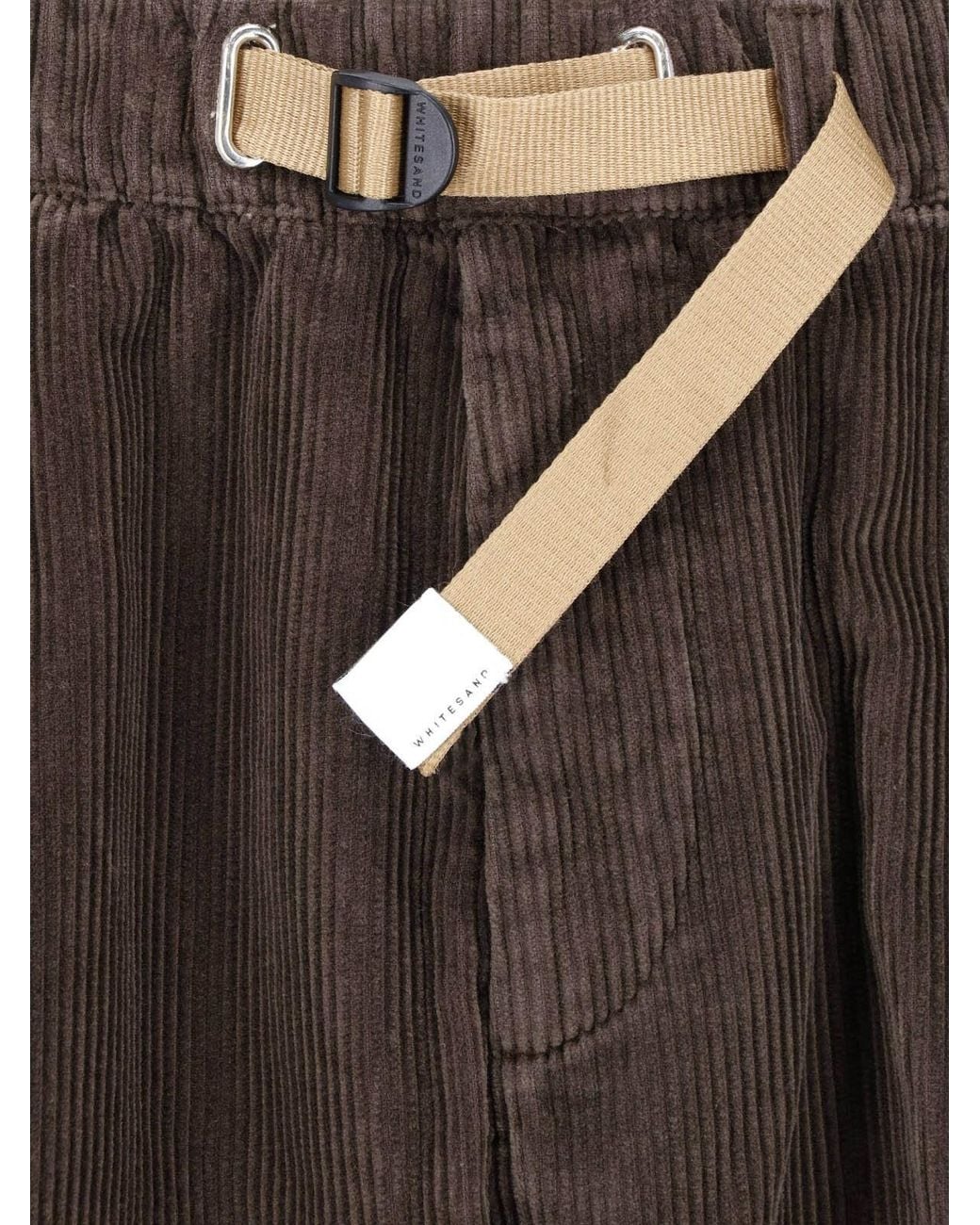 White Sand Brown Corduroy Belt Trousers for men