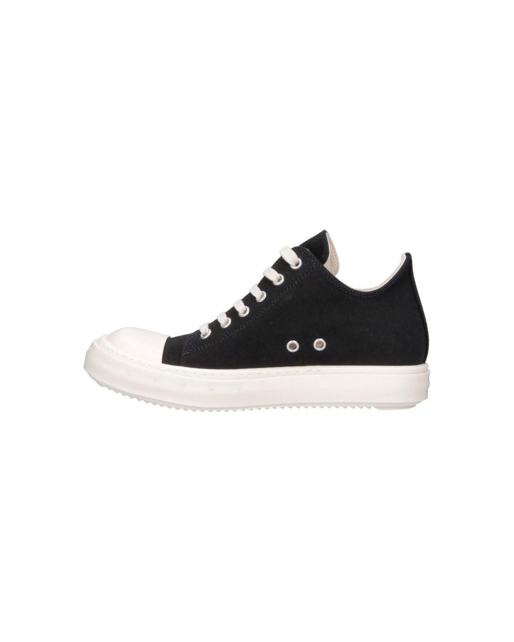 Rick Owens Black Lace-Up Sneakers With Toe Caps And Shark-Tooth Soles