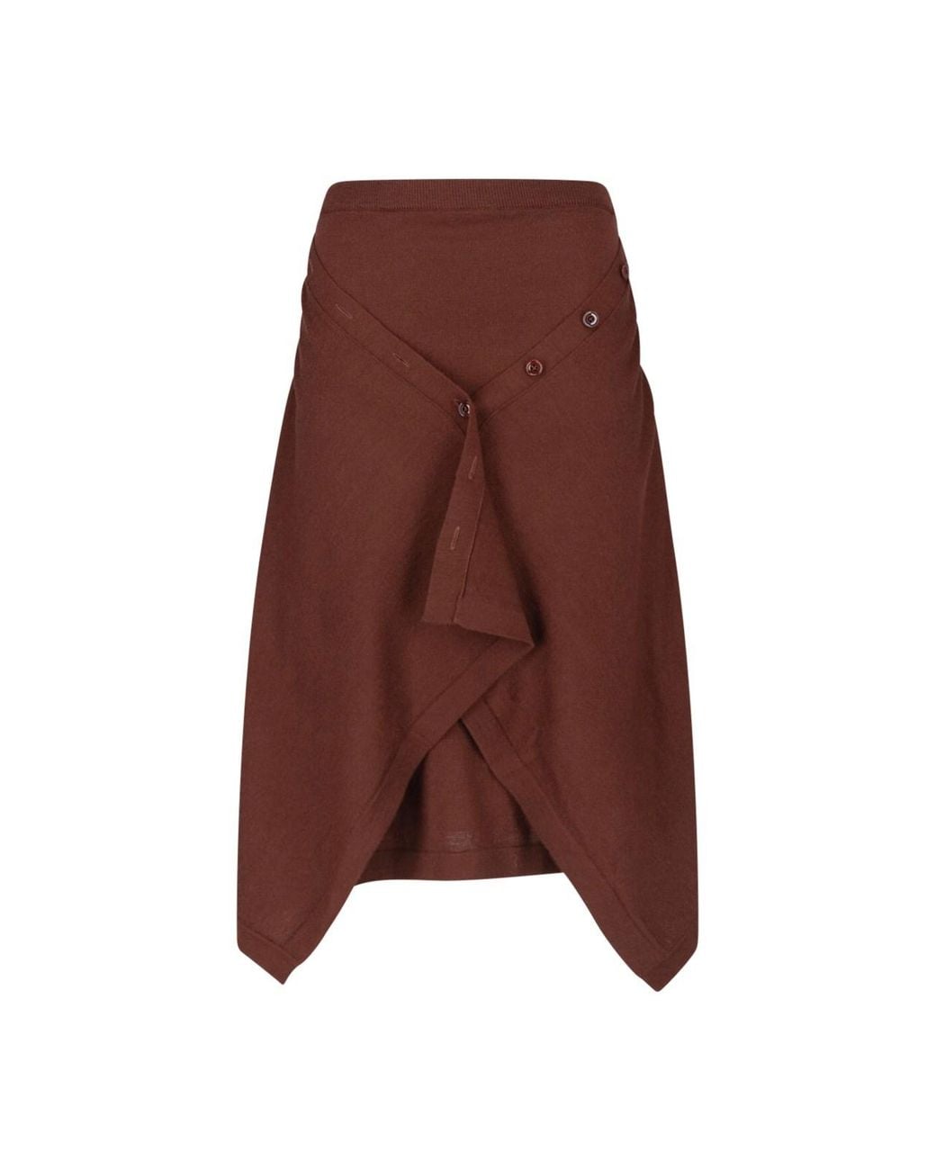 Lemaire Brown Asymmetric Wrap-Front Midi Skirt
