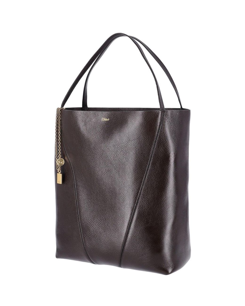 Chloé Black Leather Tote Bag With Charm
