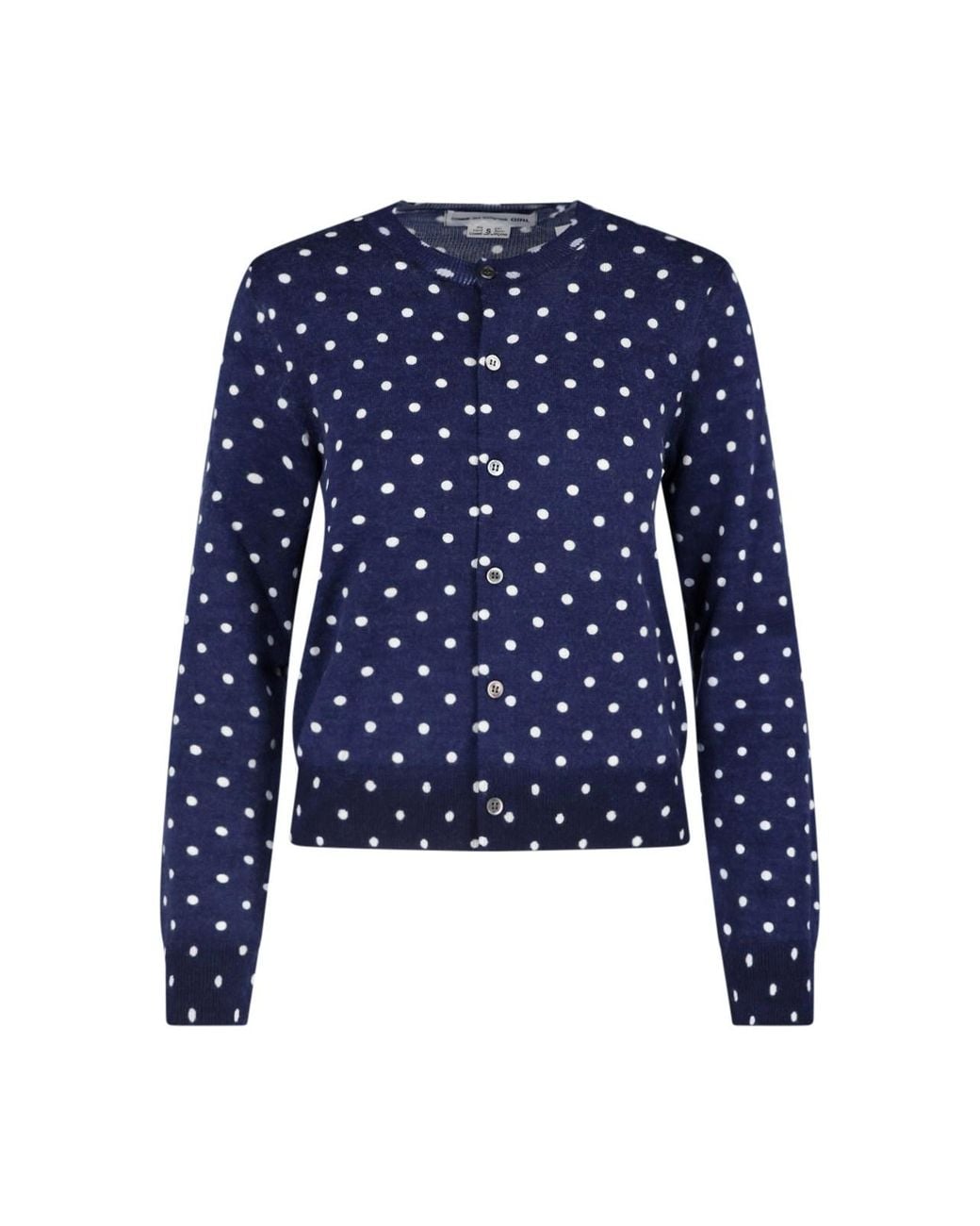 Comme des Garçons Blue Polka Dot Button-Down Cropped Sweater