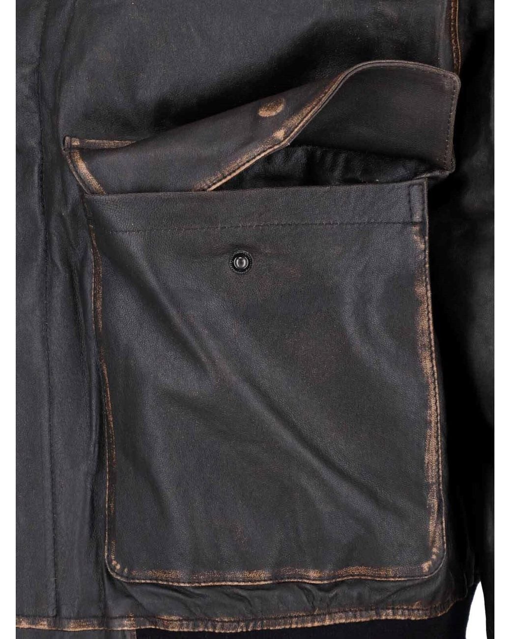 DUNST Black Leather Bomber Jacket for men
