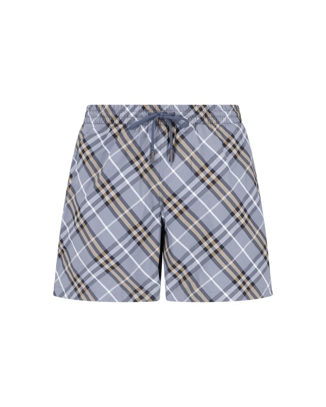 Burberry Blue Plaid Drawstring Swim Shorts for men