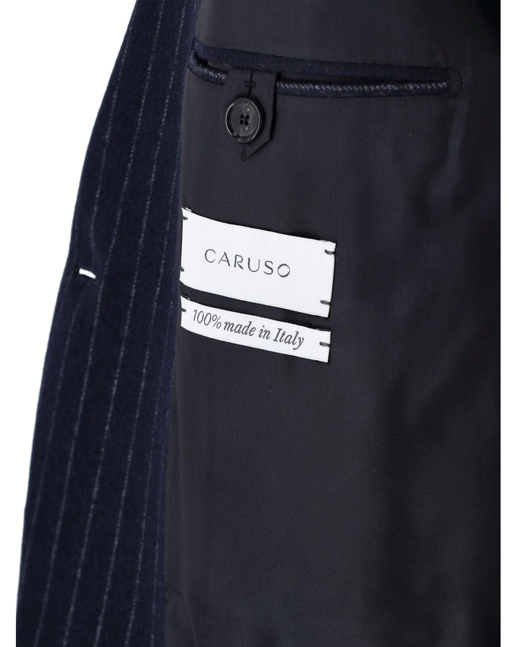 Caruso Blue Double-Breasted Wool Suit for men