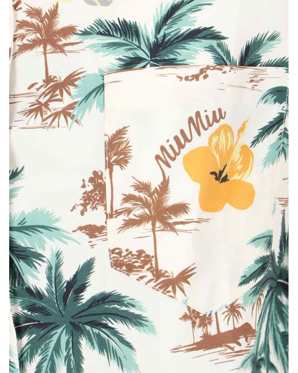 Miu Miu White Printed Crop Shirt