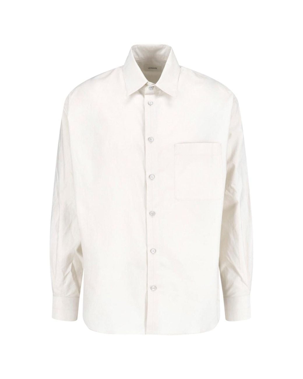 Lemaire White Cream Classic Collar Cotton Silk Shirt for men