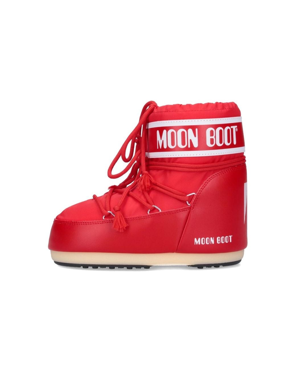 Moon Boot Red "Icon Low" Padded Ankle Boots