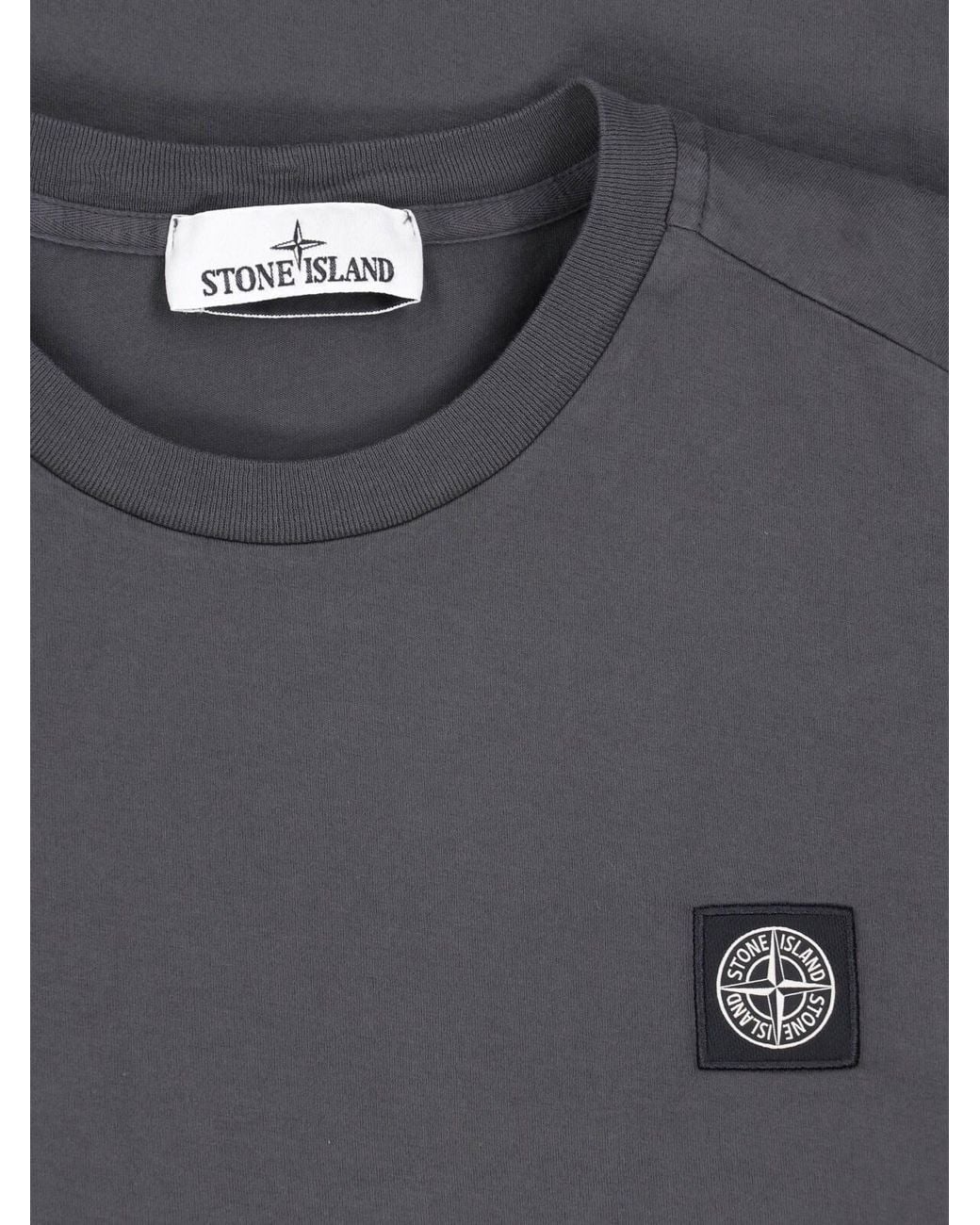 Stone Island Gray T-Shirt Logo "Compass" for men