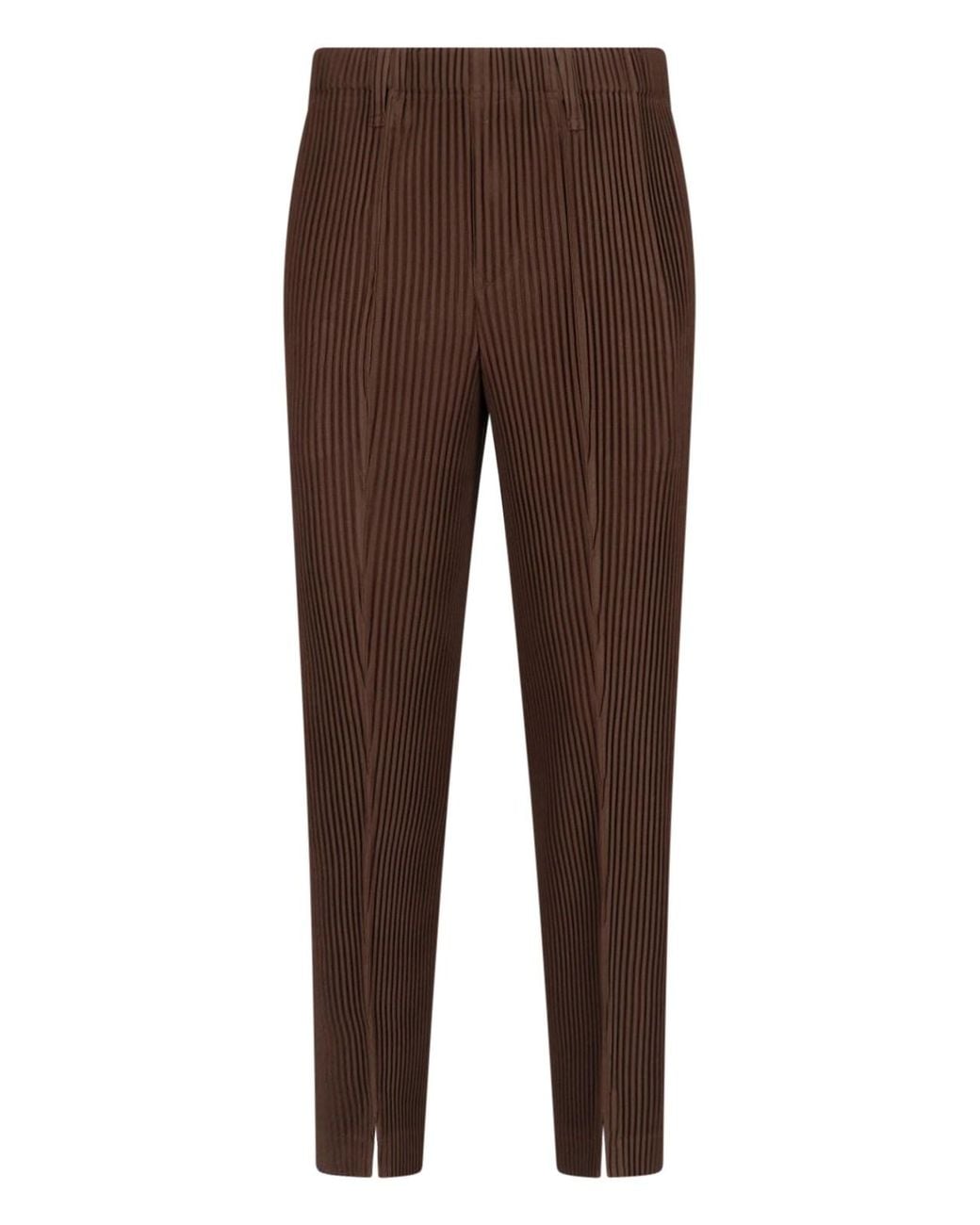 Homme Plissé Issey Miyake Brown Homme Plissé Issey Miyake Pleated Polyester Trousers for men