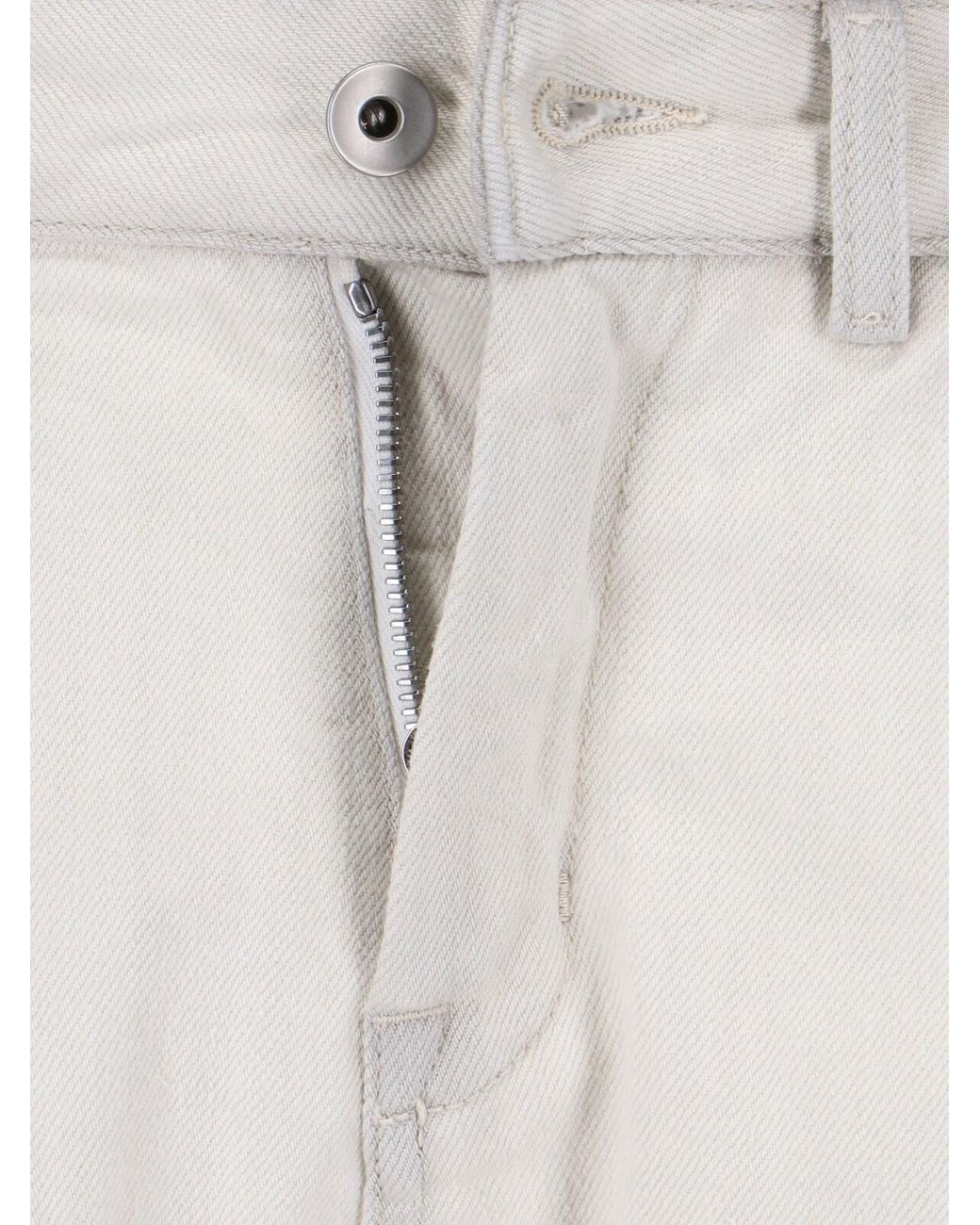 Rick Owens White Denim Shorts "Bias Cutoffs"