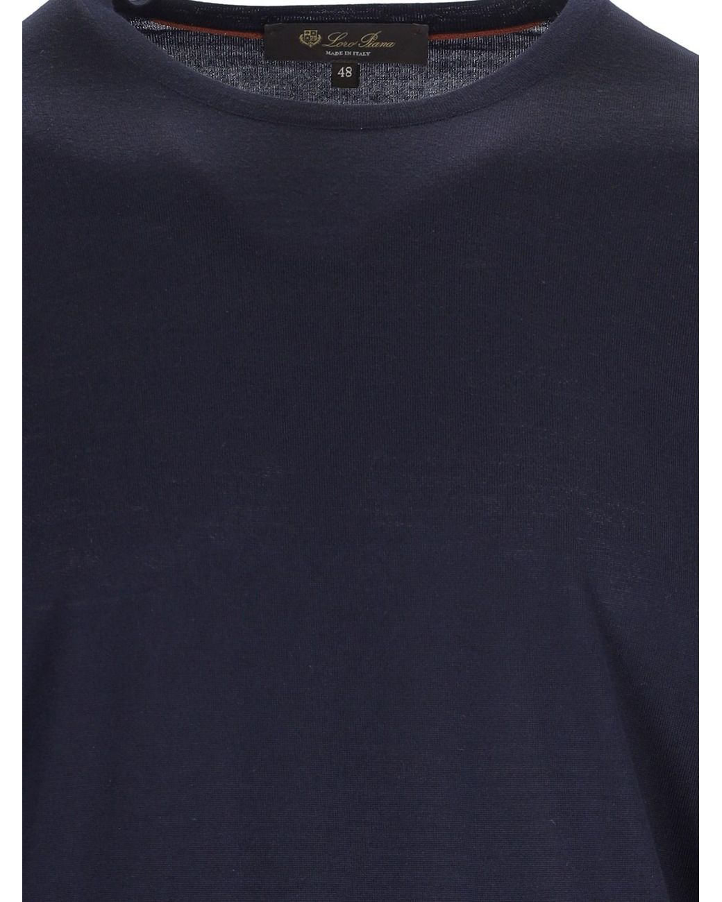 Loro Piana Blue Crew Neck Basic Sweater for men