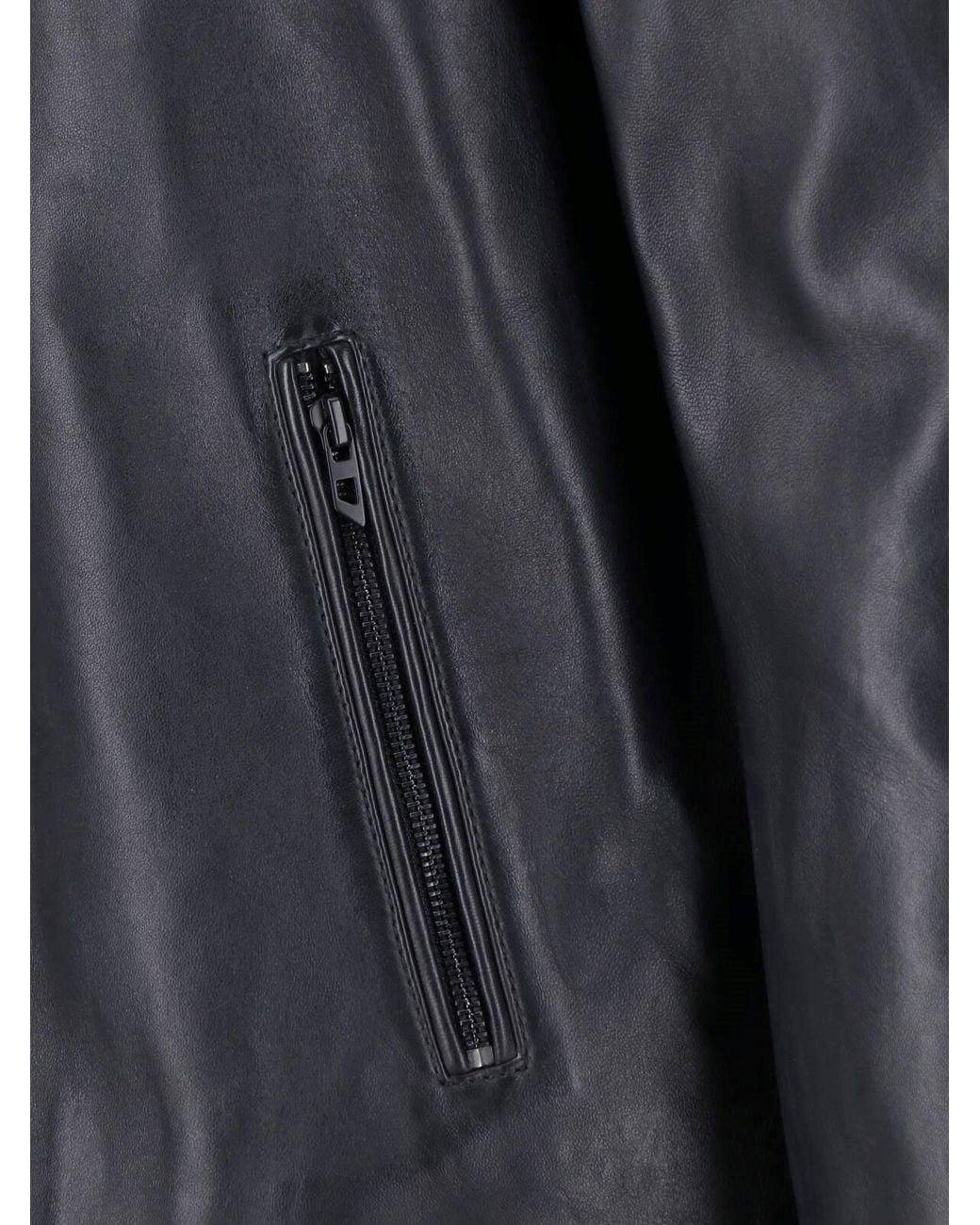 DIESEL Black Lambskin Oval D Leather Jacket for men