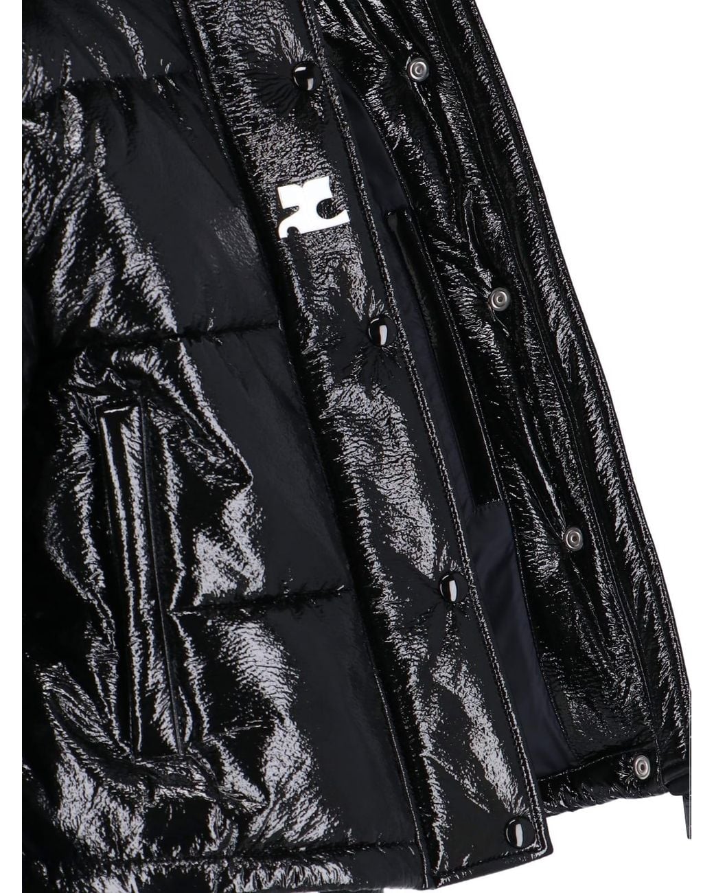 Courreges Black Crop Vinyl Puffer Jacket