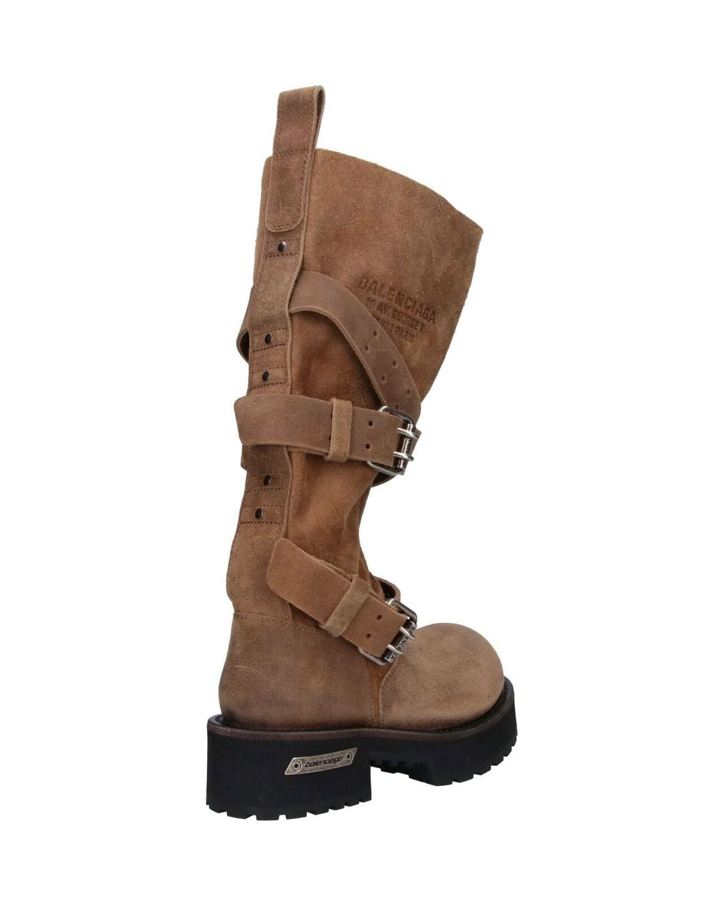 Balenciaga Brown Tall Harness Combat Boot