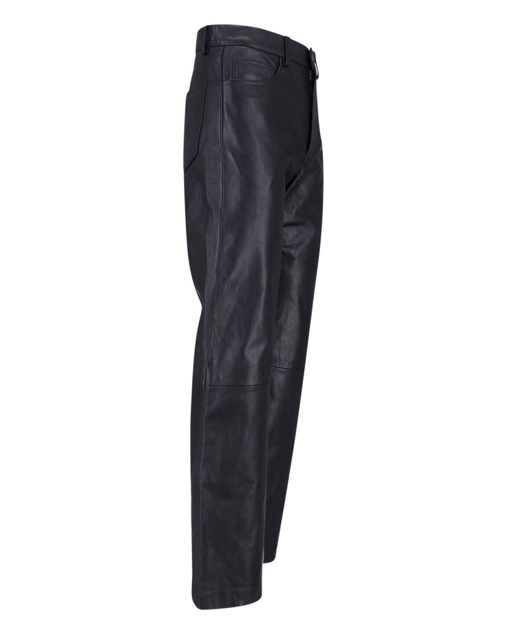 sunflower Blue Leather Trousers "Straight Twist" for men