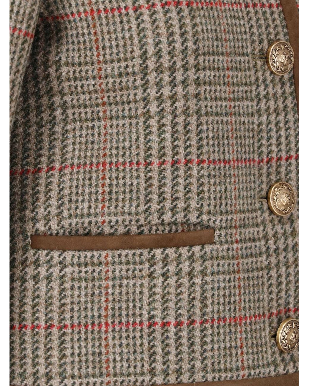 Golden Goose Deluxe Brand Green Cropped Houndstooth Jacket With Button Front