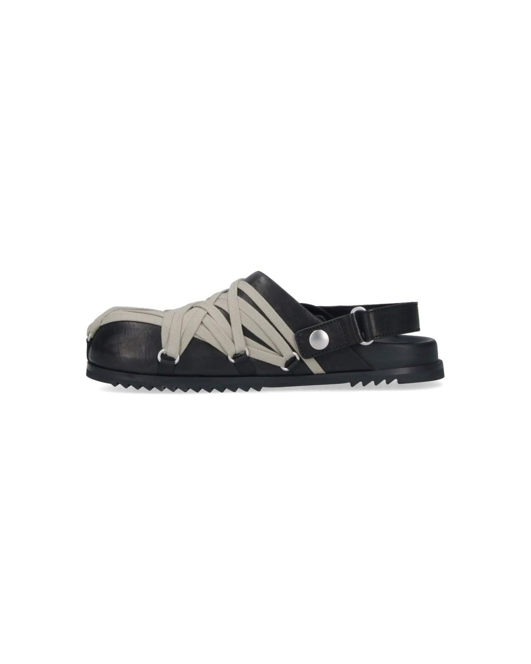 Rick Owens Black Mules "Megalace Granola"