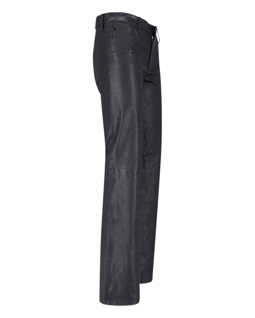 FRAME Blue Leather Flared Trousers