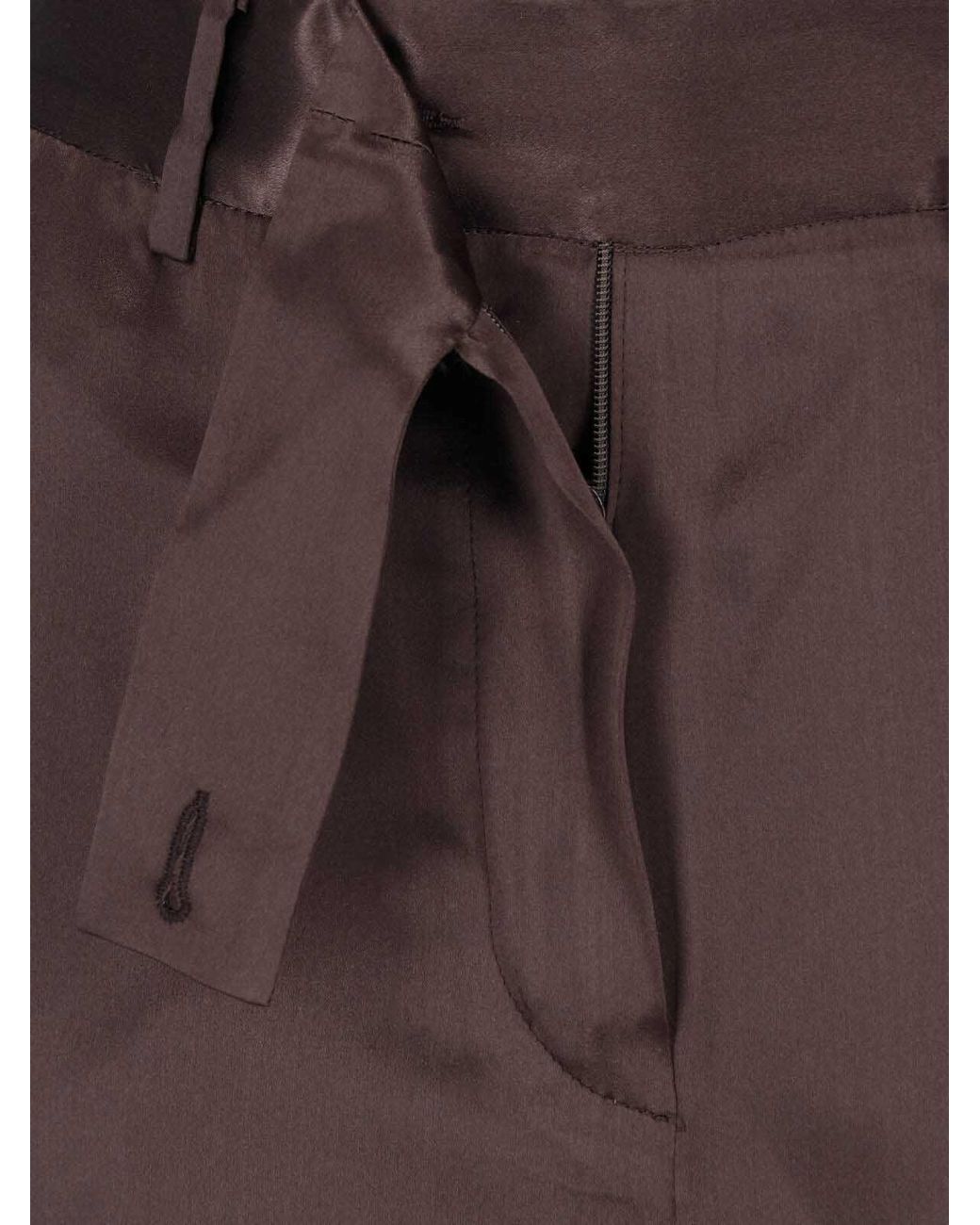Kiton Brown Luxury Silk Trousers For