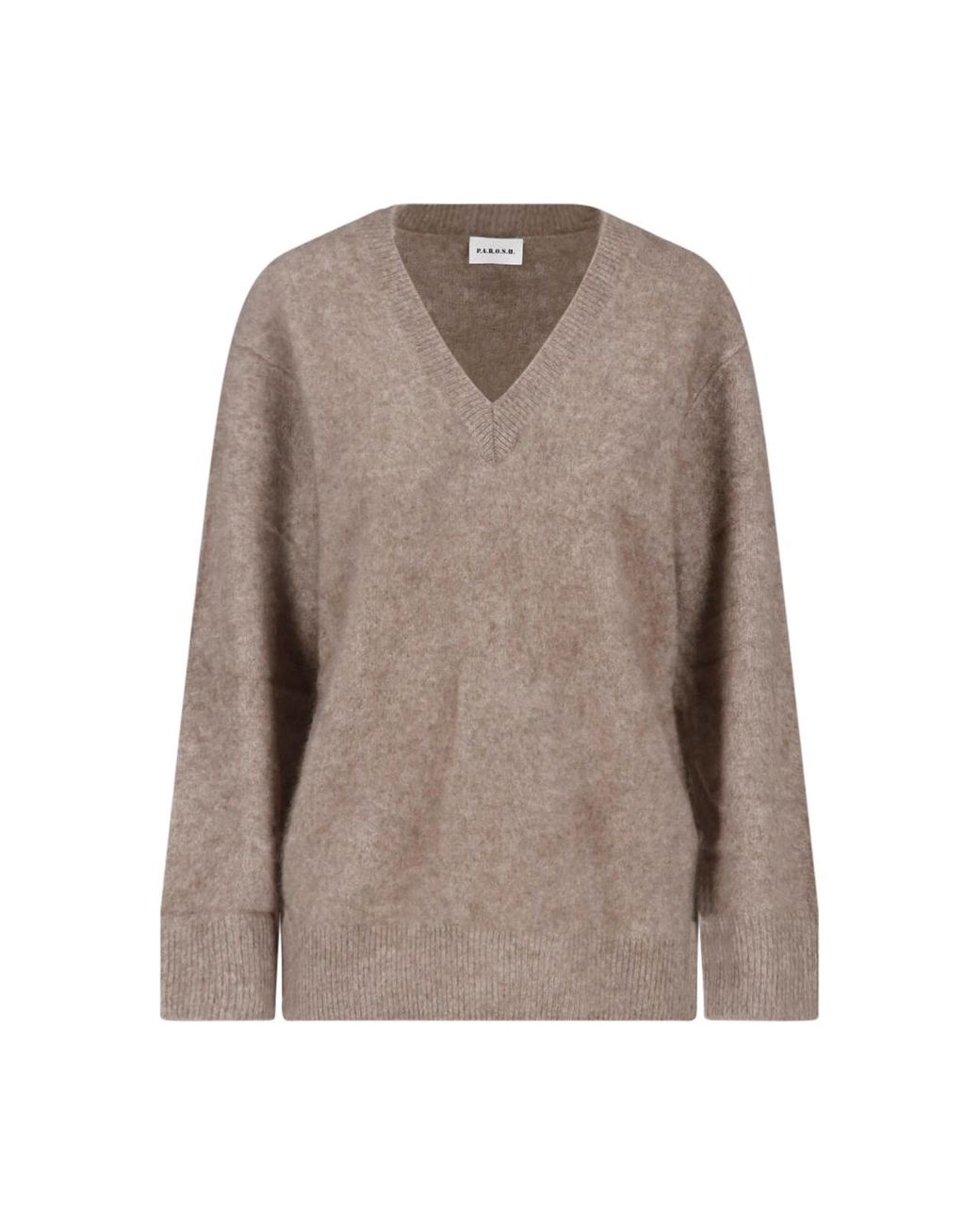 P.A.R.O.S.H. Brown V-Neck Wool Blend Sweater