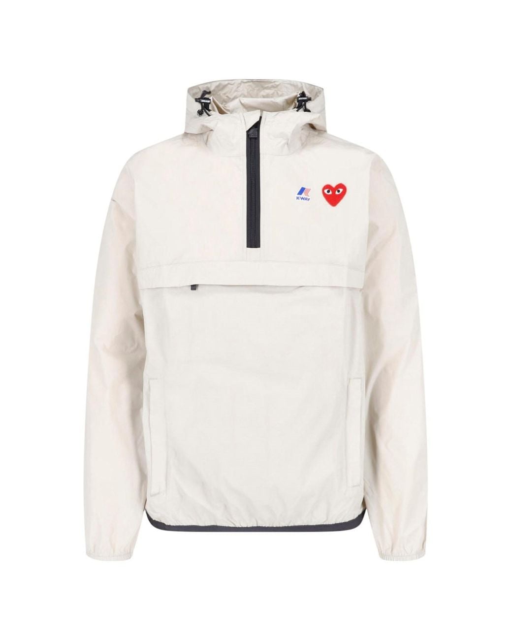 COMME DES GARÇONS PLAY White Hooded Pullover Anorak Jacket